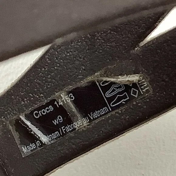 Crocs Sanrah Brown Gold Circle Accent Flip Flop Thong Sandals Women 9 Low Wedge - Picture 12 of 14